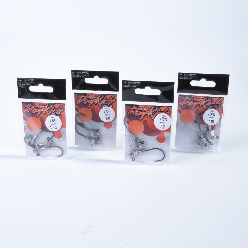 เบ็ดหัวจิ๊กปลายาง Clever DogKick เบ็ดคุณภาพ มีทั้งหมด 4 ขนาด 3.5g.,5g.,7g.,11g. 1 ซองมี 2 ตัว