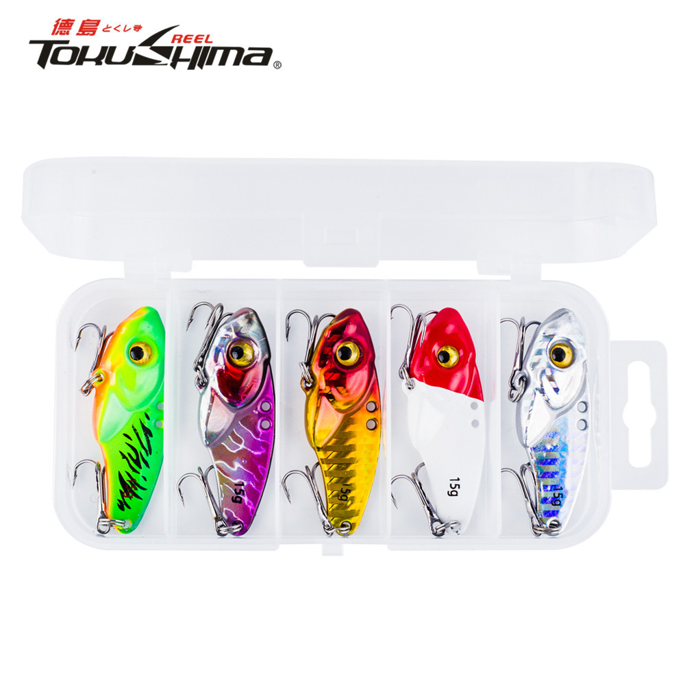 5 ชิ้น/กล่องโลหะใบมีดเหยื่อ VIB Casting Lure 5g 7g 10g 15g 20g Swimbait 3D ตาช้อน Spinner Balancer Fishing Lure Hard เหยื่อ