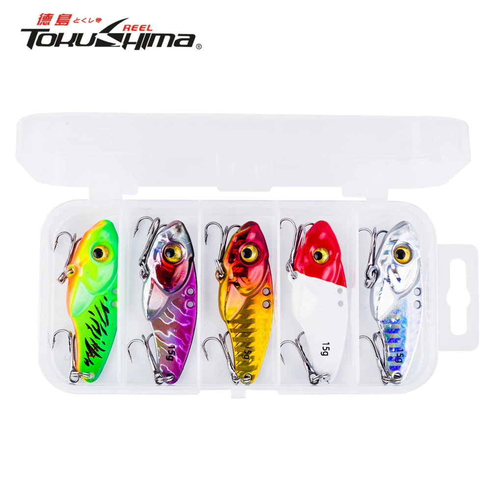 5 ชิ้น/กล่องโลหะใบมีดเหยื่อ VIB Casting Lure 5g 7g 10g 15g 20g Swimbait 3D ตาช้อน Spinner Balancer Fishing Lure Hard เหยื่อ