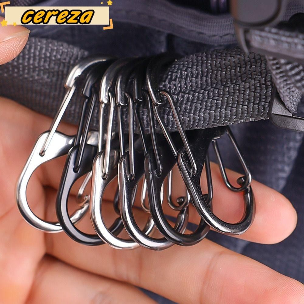 Cereza Zinc Alloy Carabiner,S Type Black Silver Keychain Hook, Anti-Theft Backpack Buckle