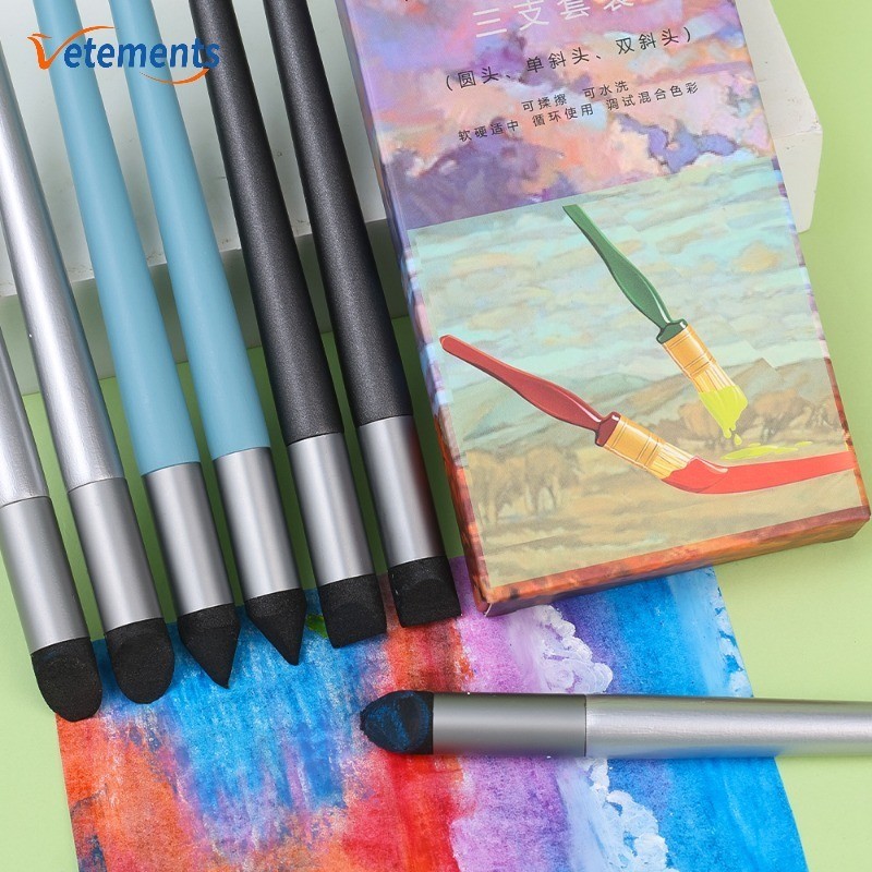 3pcs Soft Sponge Head Oil Pastels Set - Gallery ภาพวาดสีน ้ ํามัน Stick Smudge แปรง - Professional P