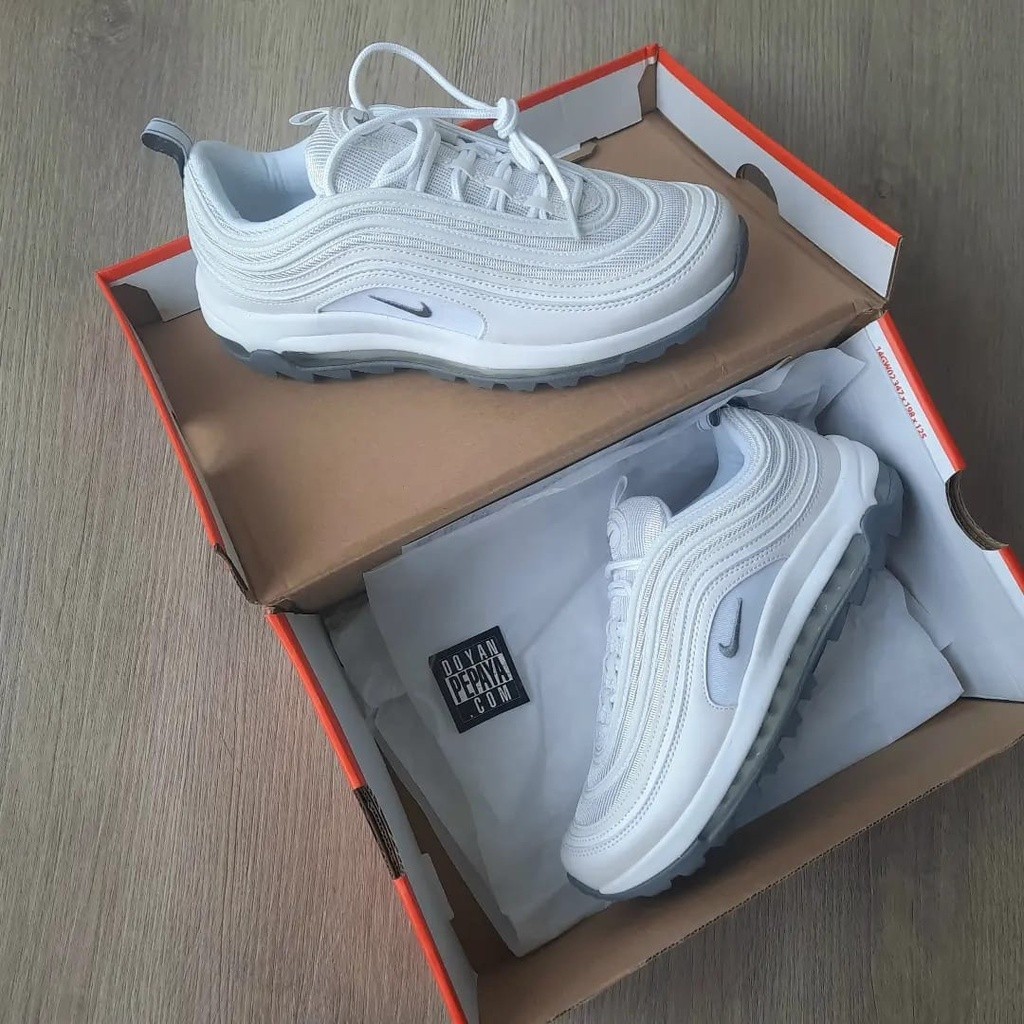 Nike air max 97 Men 's 1002 efly All White Platinum Metal Silver Golf Shoes