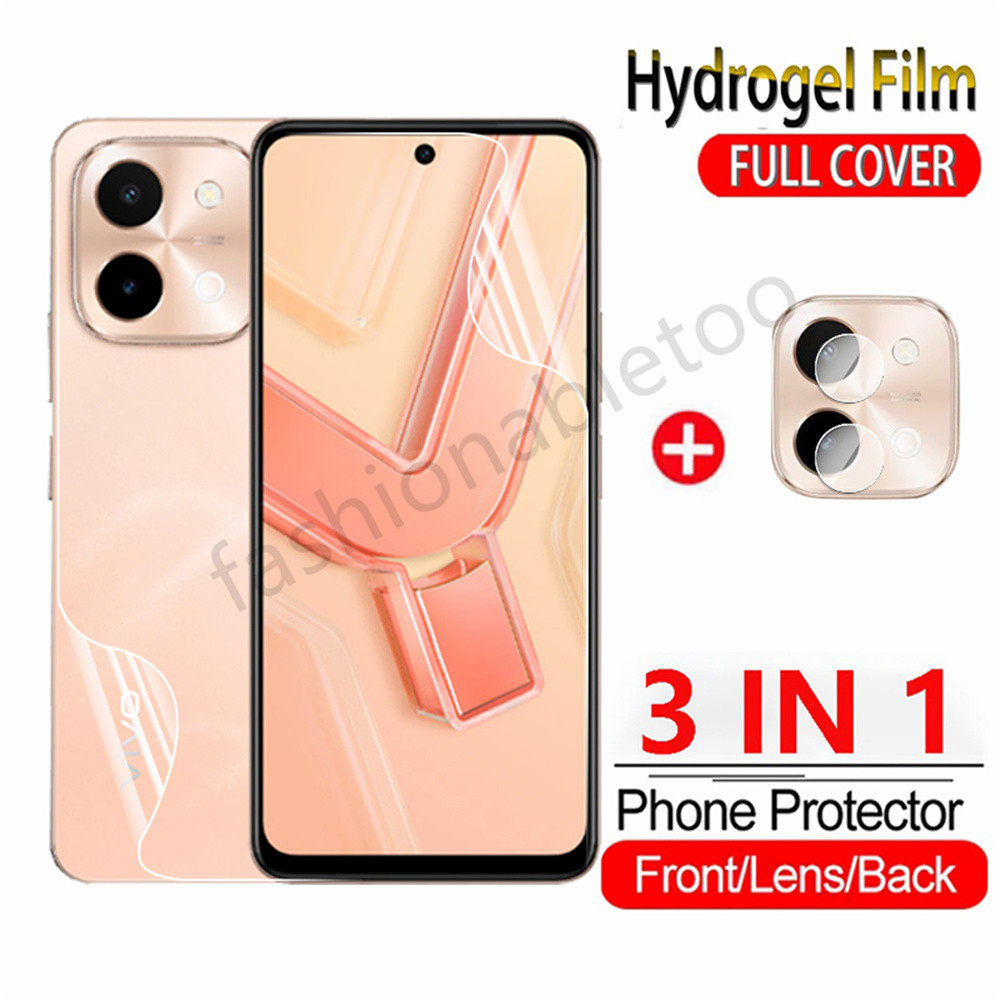 3 in 1 Hydrogel สําหรับ Vivo Y28s Y18e Y18s Y38 Y58 Y03s Y03t Y100 Y 28 Y 18 Y 38 Y 58 Y 03 Y 100 VivoY28 VivoY18 ด้านหน้ากลับนุ่มป้องกันหน้าจอกล้องป้องกันฟิล์ม
