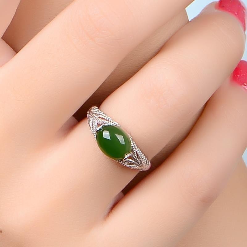 Hot Aggressive Inlaid Spinach Green Green Chalcedon Mens Ring