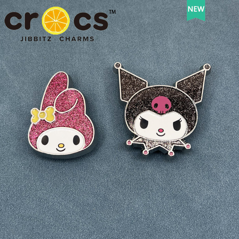 โลหะ jibbitz crocs charm รองเท ้ าหัวเข ็ มขัดโลหะน ่ ารักการ ์ ตูนตัวอักษร Melody Kuromi รองเท ้ าแฟชั ่ นอุปกรณ ์ เสริม