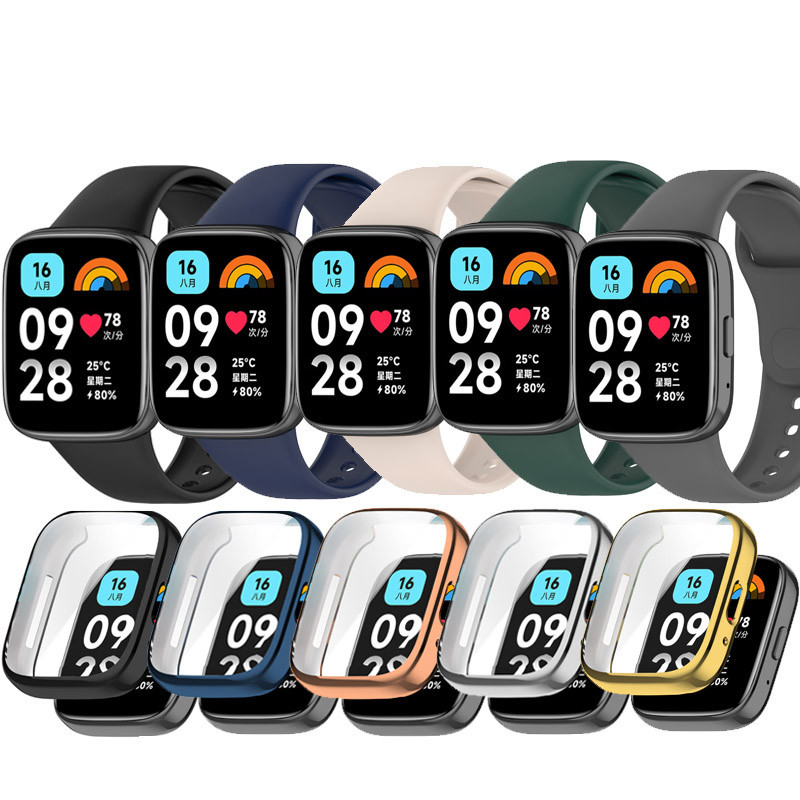 สําหรับ Redmi Watch 3 Active Bracelet สายนาฬิกาซิลิโคน TPU เคสป ้ องกัน