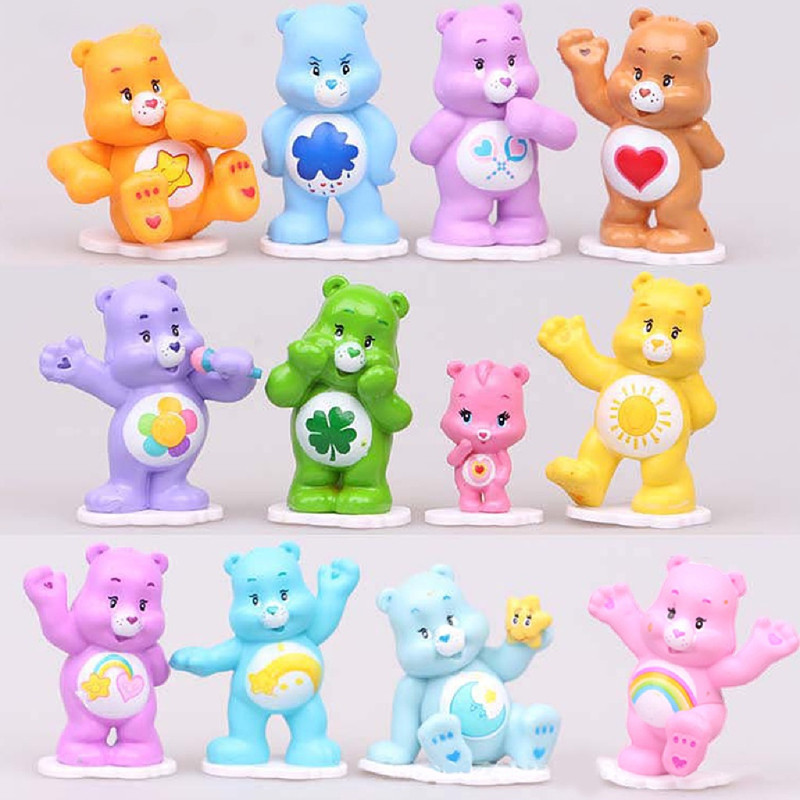 12ชิ้นการ์ตูนน่ารักตุ๊กตาหมีเค้กตกแต่งเครื่องประดับตุ๊กตาหมีพรรคเค้กตกแต่ง