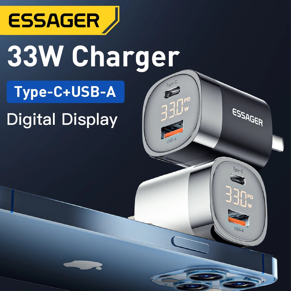 Essager Head Charger Dual Port GaN Fast Charging PD 33W - JT-P18
