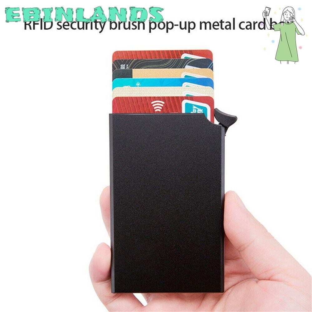 Ebinlands อัตโนมัติ RFID Card กระเป ๋ า Pop Up ผู ้ ถือบัตรเครดิต ID Protector กระเป ๋ า Anti-theft แปรงกระเป ๋ าสตางค ์ อลูมิเนียมธุรกิจผู ้ ชาย RFID Blocking/Multicolor