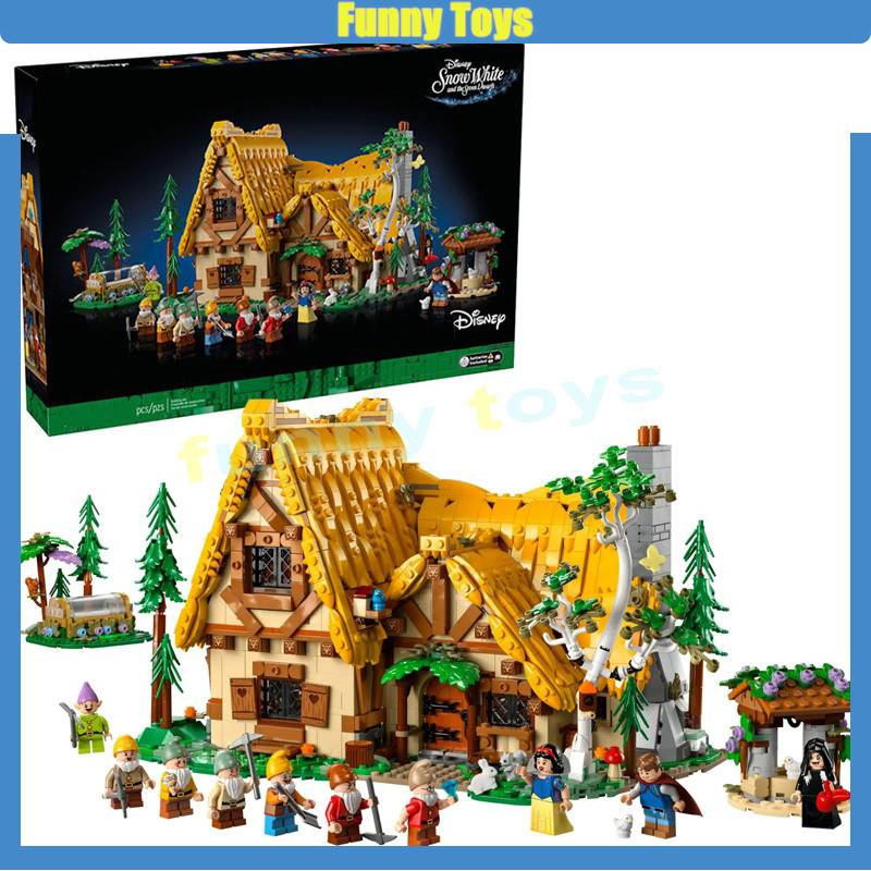 ดิสนีย์ซีรีส์ 43242 หิมะสีขาวและคนแคระเจ็ดกระท่อมอาคารบล็อกประกอบเครื่องประดับเด็กของเล่นเพื่อการศึก