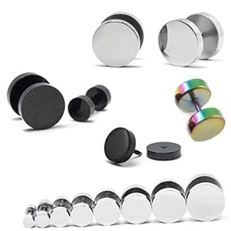 ต่างหู ตุ้มหู จิว ต่างหูผู้ชาย Black Gothic Barbell Earring Fashion Round Plain Men Stud Earring Jewelry – 1 ข้าง ราคา ถูกที่สุด ดีลบีเคเค แกลเลอรีภาพที่ 7