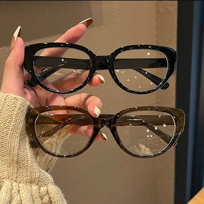 👓แว่นตาแฟชั่น👓 -50~400° แว่นสายตาสั้น ป้องกันแสงสีฟ้า กรอบแว่นทรงแคทอาย แว่นตาผู้หญิงสไตล์เกาหลี