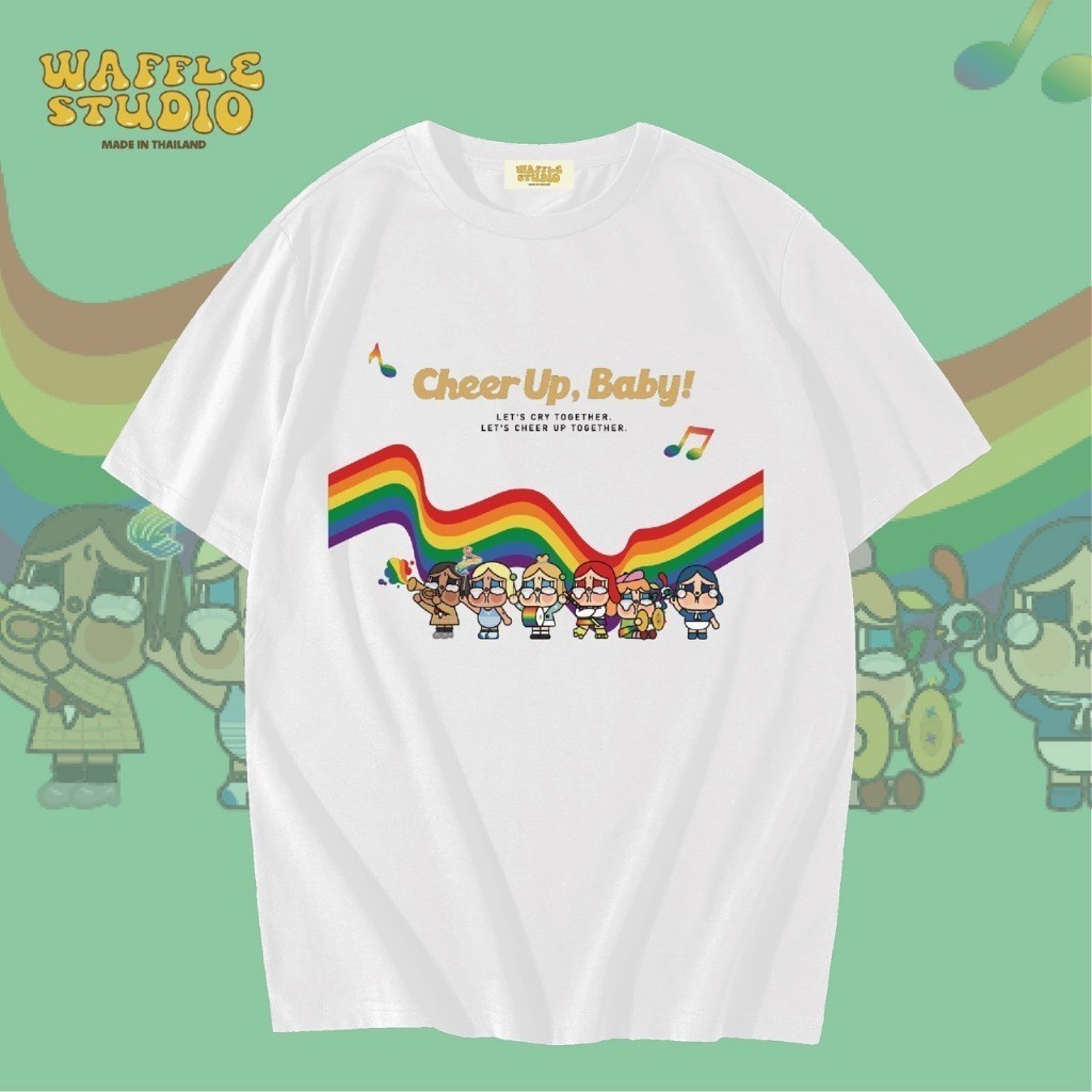 Labubu Pop Mart Waffle Cookie Studio T-shirt เสื้อยืดเกาหลี