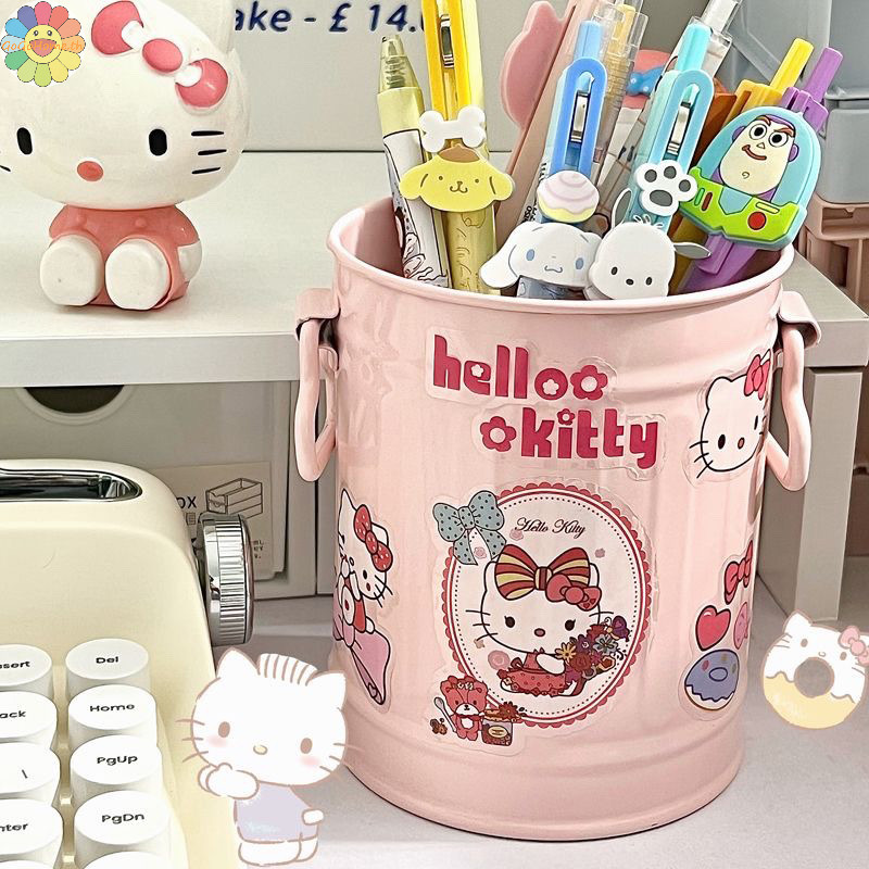 Gogo Ins Cute Hello Kitty Sanrio Student Girl Storage ที่ใส่ปากกาพลาสติกความจุขนาดใหญ่กล่องเก็บของจิปาถะ TH