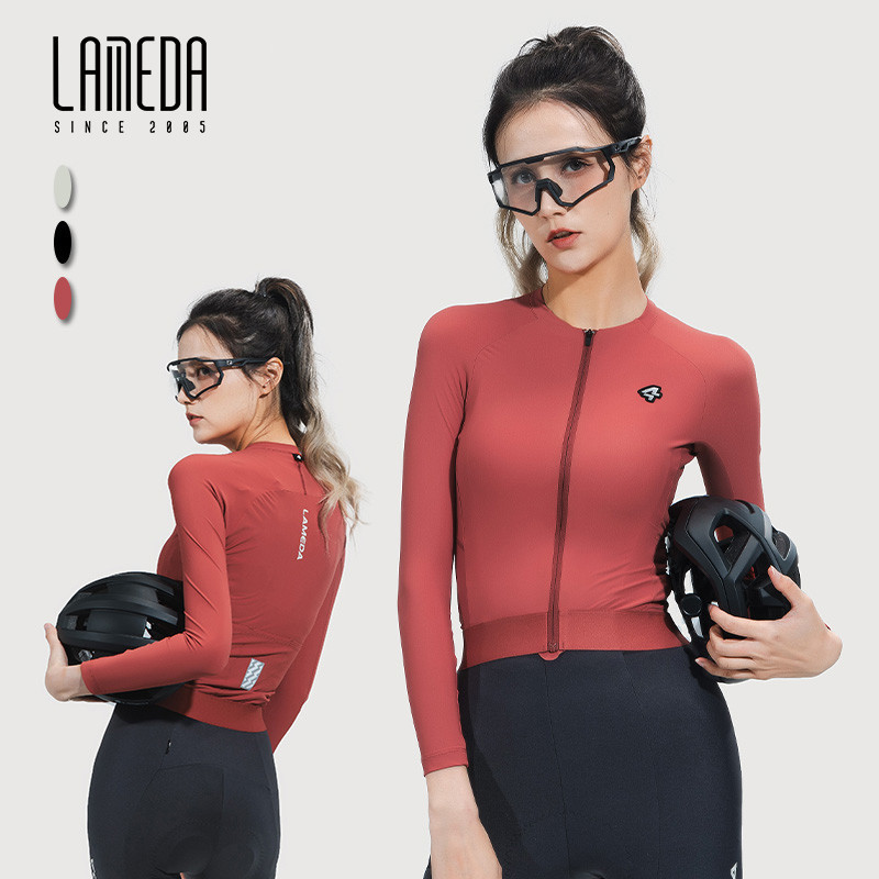 Lameda 2024 ใหม่เสื้อเจอร์ซีย์นักปั่นผู้หญิงฤดูใบไม้ผลิฤดูร้อนแน่นแขนยาวป้องกันแสงแดด UPF50 + บาง MTB จักรยานเสือหมอบด้านบน