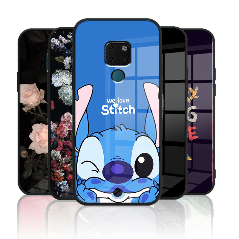 ปลอกแก ้ ว Huawei mate 20 / mate 20x เคสกระจกนิรภัยปกหลังแข ็ งขอบซิลิคอนอ ่ อน