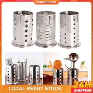 【wholesalers】Stainless Steel Spoon and Fork Holder Drainer Kitchen Organizer Cutlery Chopsticks Cage