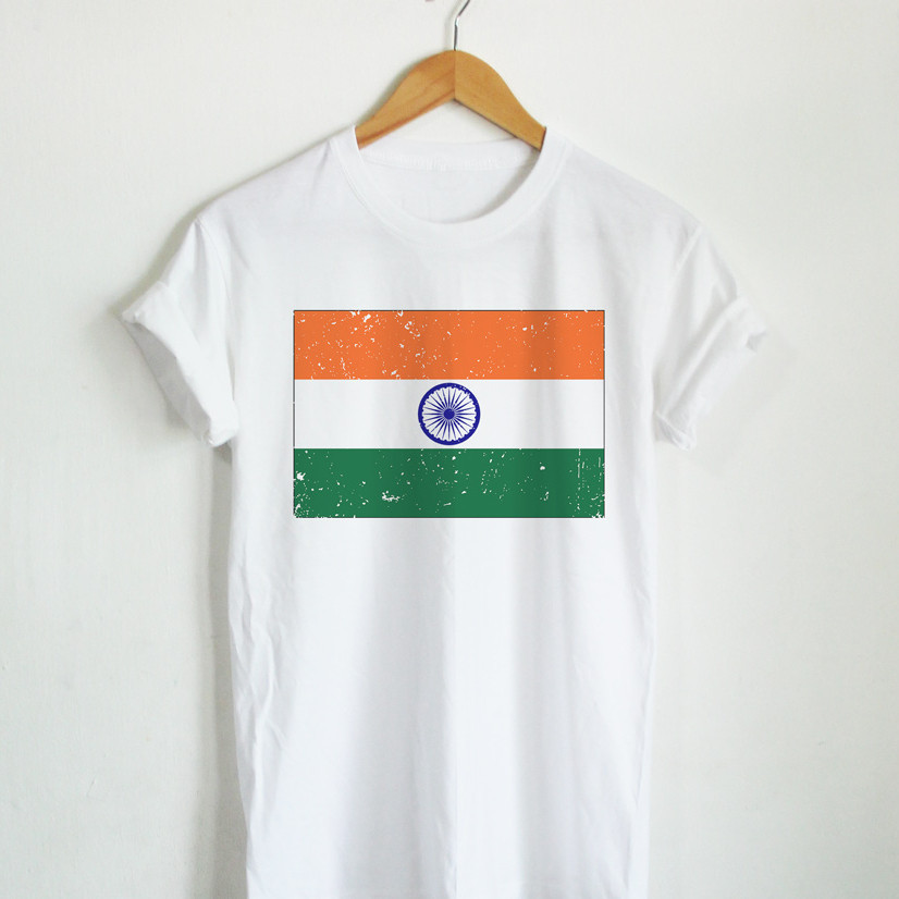 เสื้อยืดลาย ธงชาติอินเดีย ประเทศอินเดีย India Flag เสื้อยืดสกรีน แขนสั้น คอกลมS-5XL