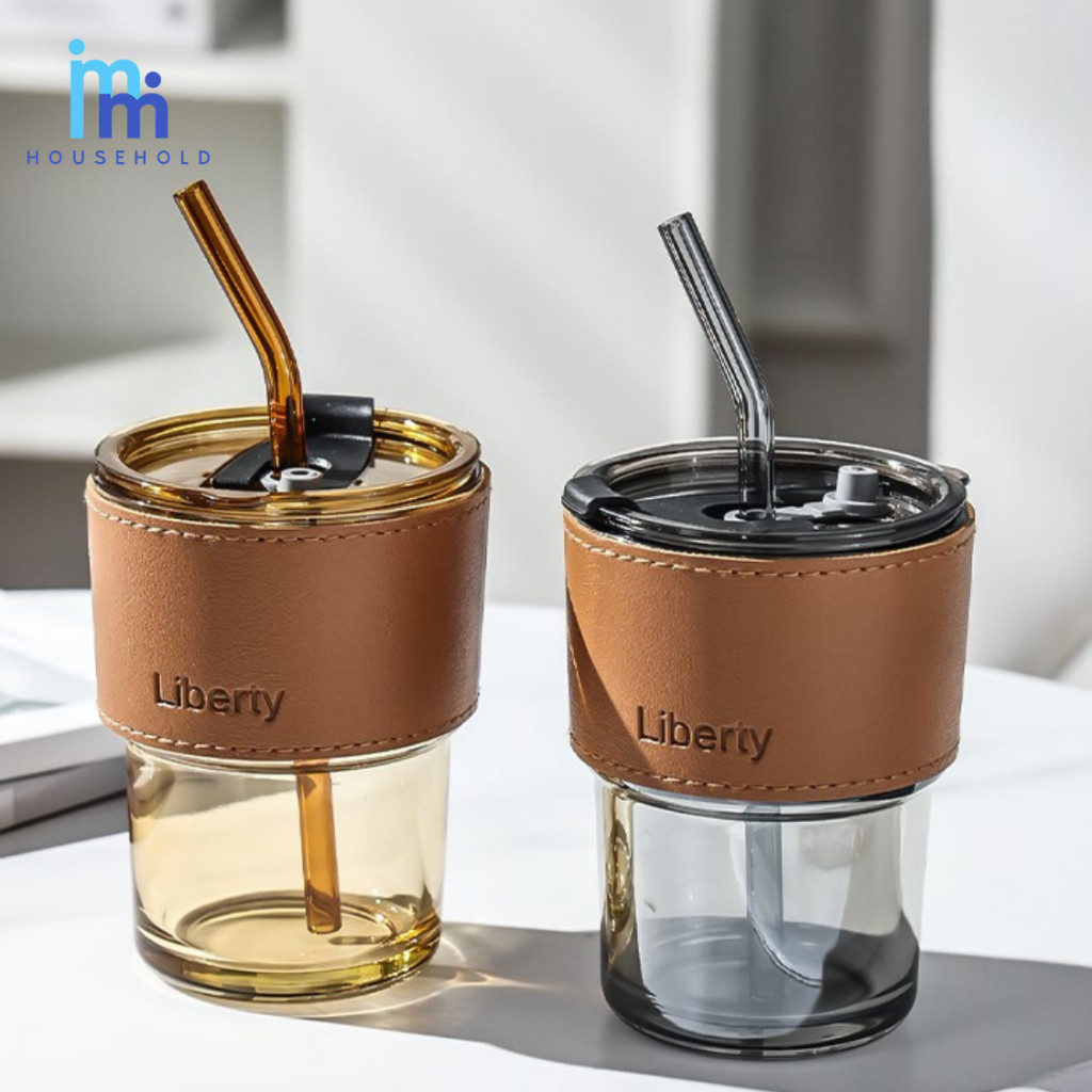 MM แก้วน้ำ พร้อมฝาปิด หลอด ที่จับกันร้อน ขนาด 450 Ml. ใส่เครื่องดื่มร้อน เย็น แก้ว แก้วกาแฟ