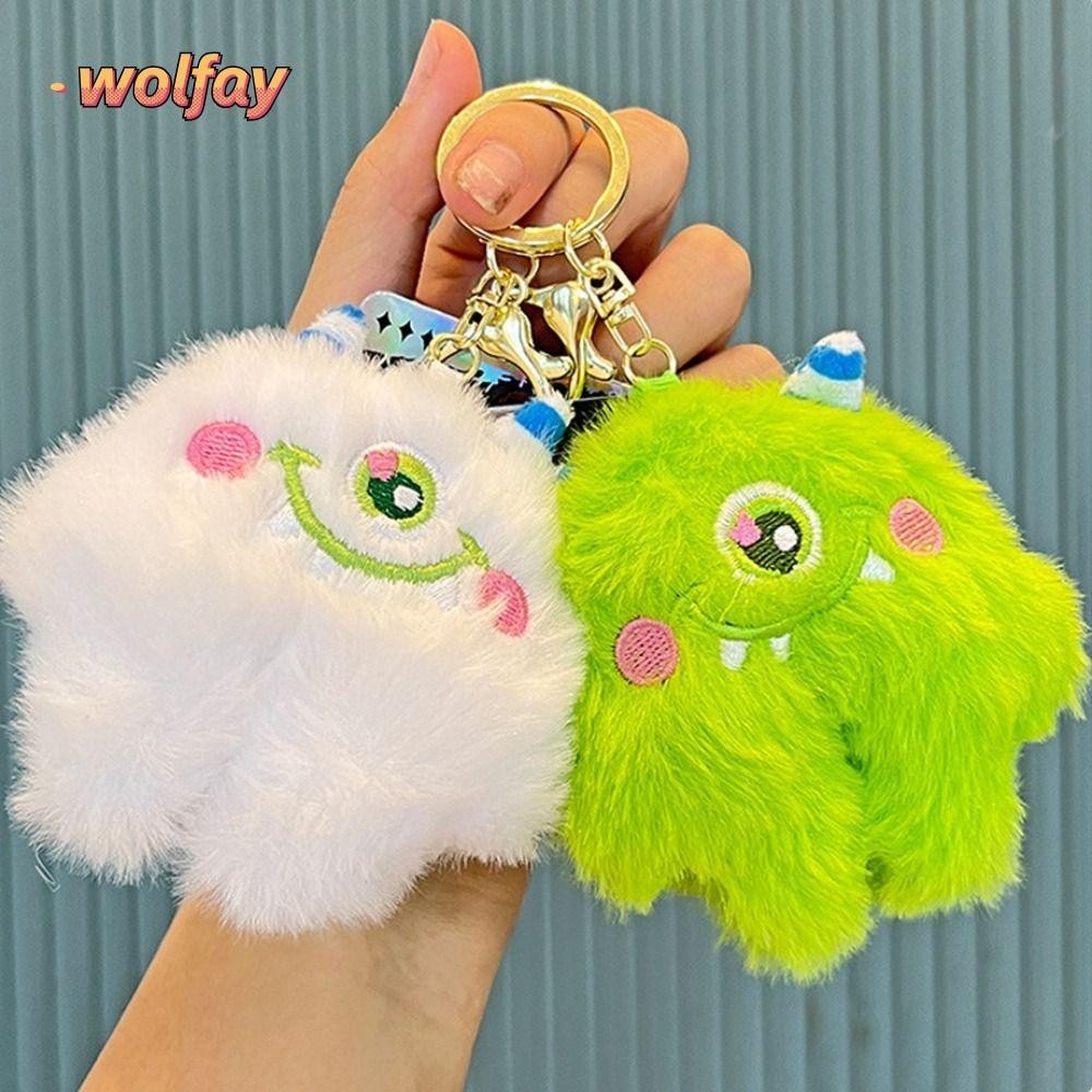 Wolfay Big Eyed Cyclop Doll Pendant, Diy Rex Rabbit Hair Plush พวงกุญแจ, แฟชั่นน่ารัก Kawaii คู่พวงกุญแจ