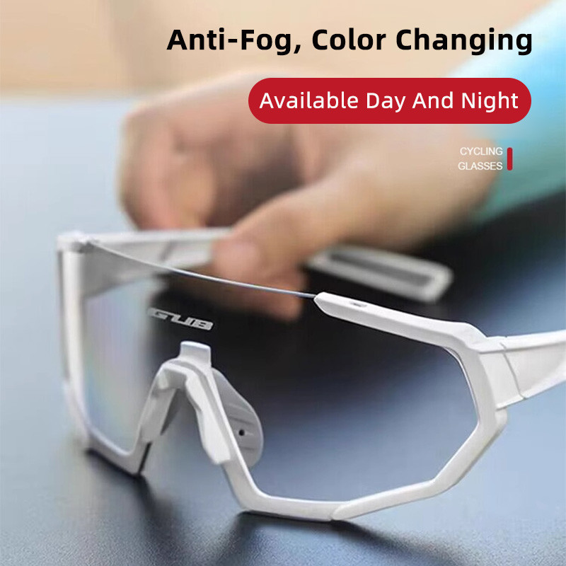 Gub แว่นตาขี่จักรยานผู้ชายผู้หญิง Photochromic Anti-fog แว่นตากันแดดจักรยาน MTB จักรยานเสือหมอบ UV400 แว่นตากีฬากลางแจ้ง