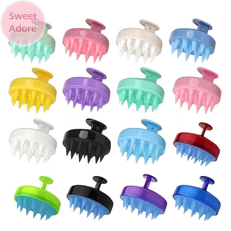 Sweetadore พลาสติกซิลิโคนนวดหวีทําความสะอาดหนังศีรษะ Tholy นวดหนังศีรษะ Easy Foaming หัวแปรงนวดแชมพูแปรงอาบน ้ ําหวี TH