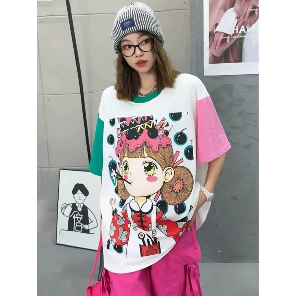 เสื้อยืดพลัสไซส์หลวมมีสไตล์--M-XXXL