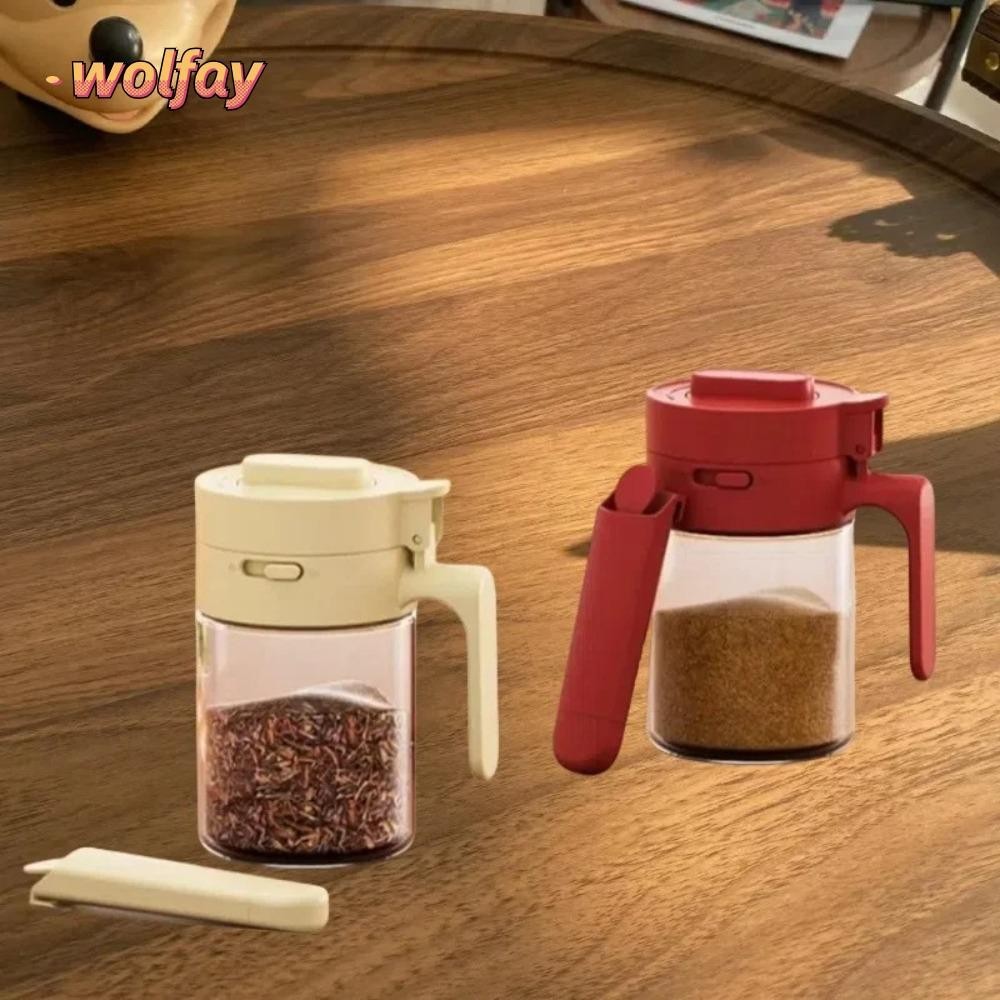 ถังปรุงรส WOLFAY, จัดเก็บสะดวกประหยัดพื้นที่ เครื่องปรุงรสแก้ว กล่อง, อุปกรณ์ครัวคุณภาพสูง ฝาปิดกันฝุ่น โถเก็บแก้ว โปร่งใส