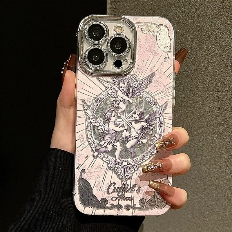เคสไอโฟน16 15 14 13 12 11 Pro Max Case Creative Cupid กันกระแทก ซิลิโคน Compatible เคส iPhone 16PM,16Plus,X/XS, XR,7+,8Plus