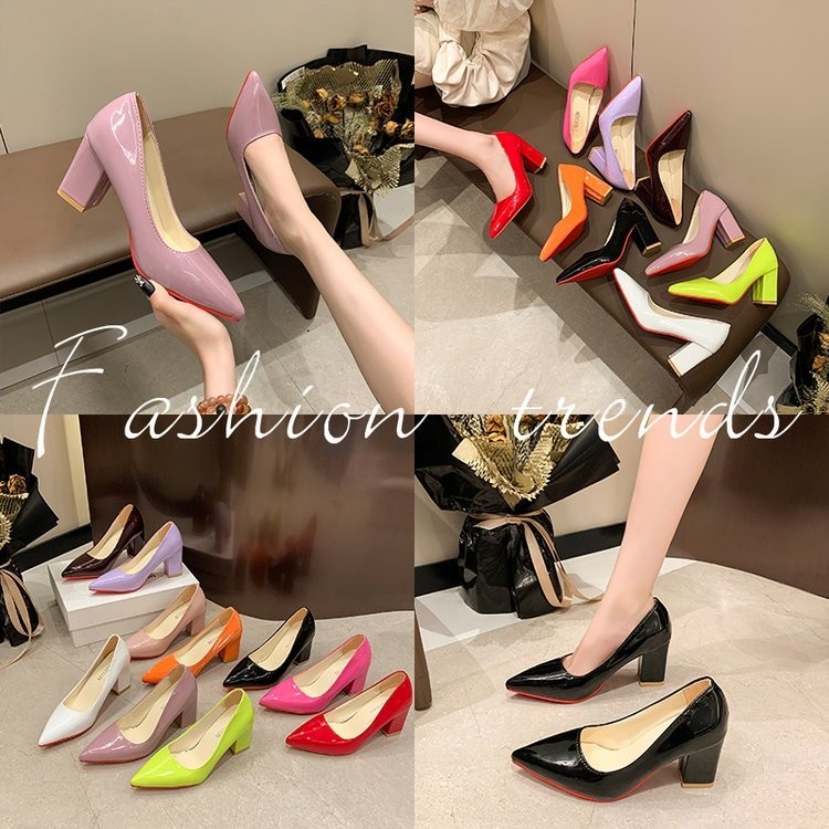 35-43 ชี้นิ้วเท้าส้นหนารองเท้าส้นสูงขนาดใหญ่ผู้หญิงแฟชั่น