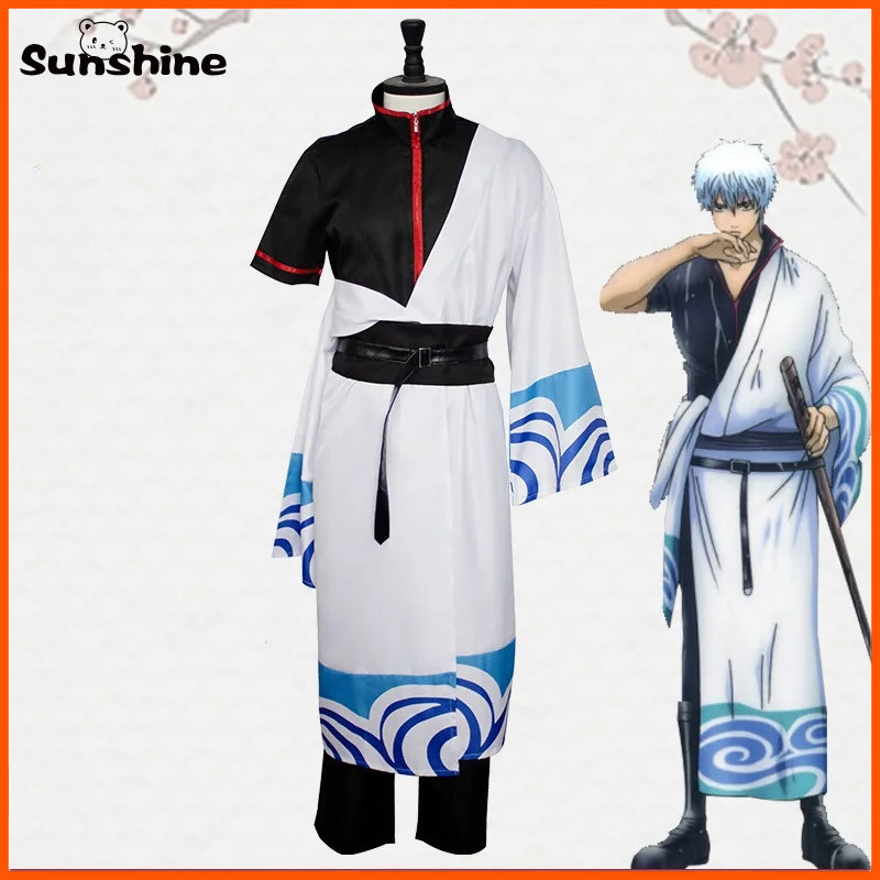 อะนิเมะ Gintama คอสเพลย์เครื่องแต่งกาย Sakata Gintoki ชุดกิโมโนคอสเพลย์ญี่ปุ่น Animation ชุด Hallween สําหรับผู้ชายผู้หญิงของขวัญ