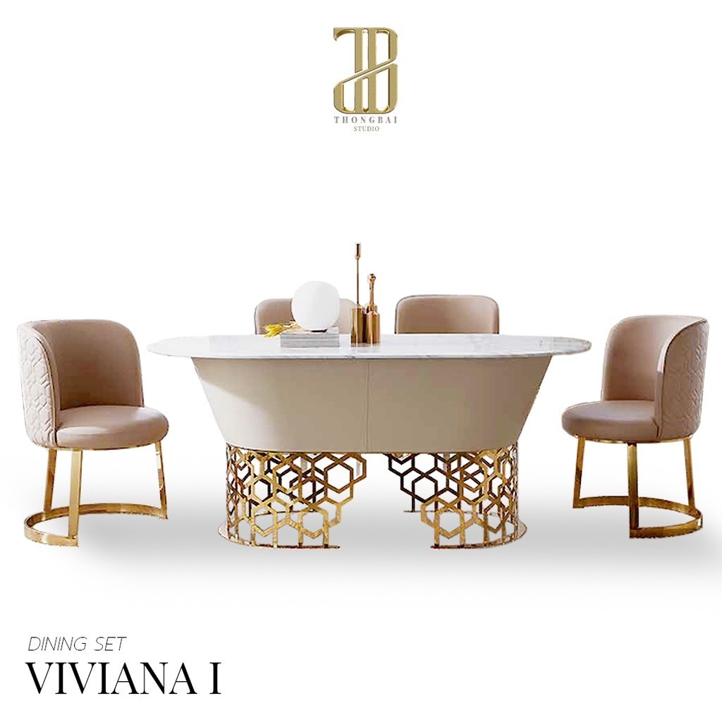 VIVIANA-I : luxurious Italian dining set ชุดโต๊ะอาหาร 4ที่นั่ง รุ่น วิเวียนนา 1