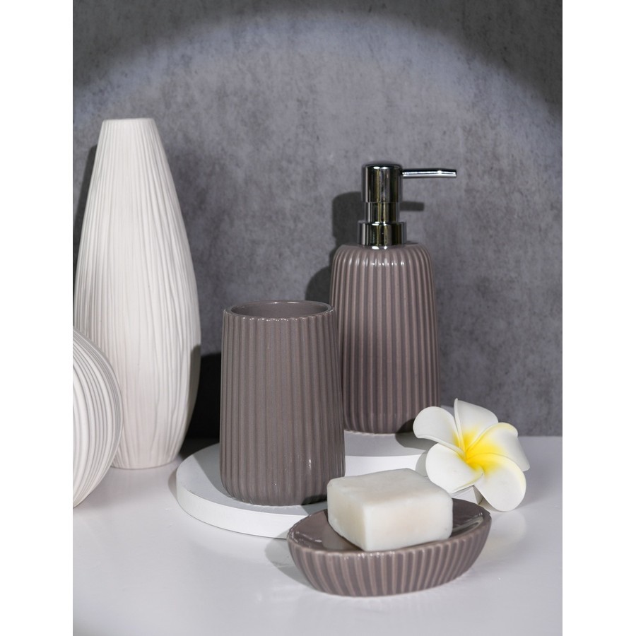 Deluxy Official Shop Primo ชุดกระปุกห้องน้ำเซรามิก 3 ชิ้น รุ่นมาการอง CE1069JY-3 ขนาด 19x22x8.2ซม. ส