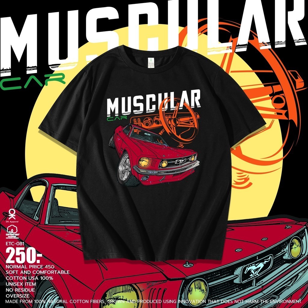 OK Apparel เสื้อยืดคอกลมแขนสั้น ลาย Muscular Oversize Cotton USAคุ้มสุด!