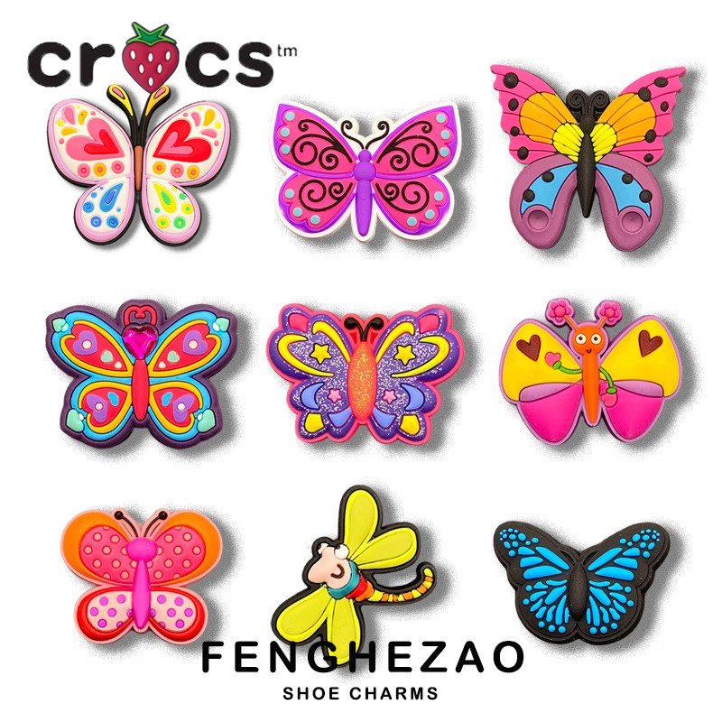 Jibbitz Crocs Hole รองเท้าอุปกรณ์เสริม Crocs รองเท้าดอกไม้ตกแต่งหัวเข็มขัด DIY ผีเสื้อการ์ตูนรองเท้าหัวเข็มขัดอุปกรณ์เสริม Crocs Charm