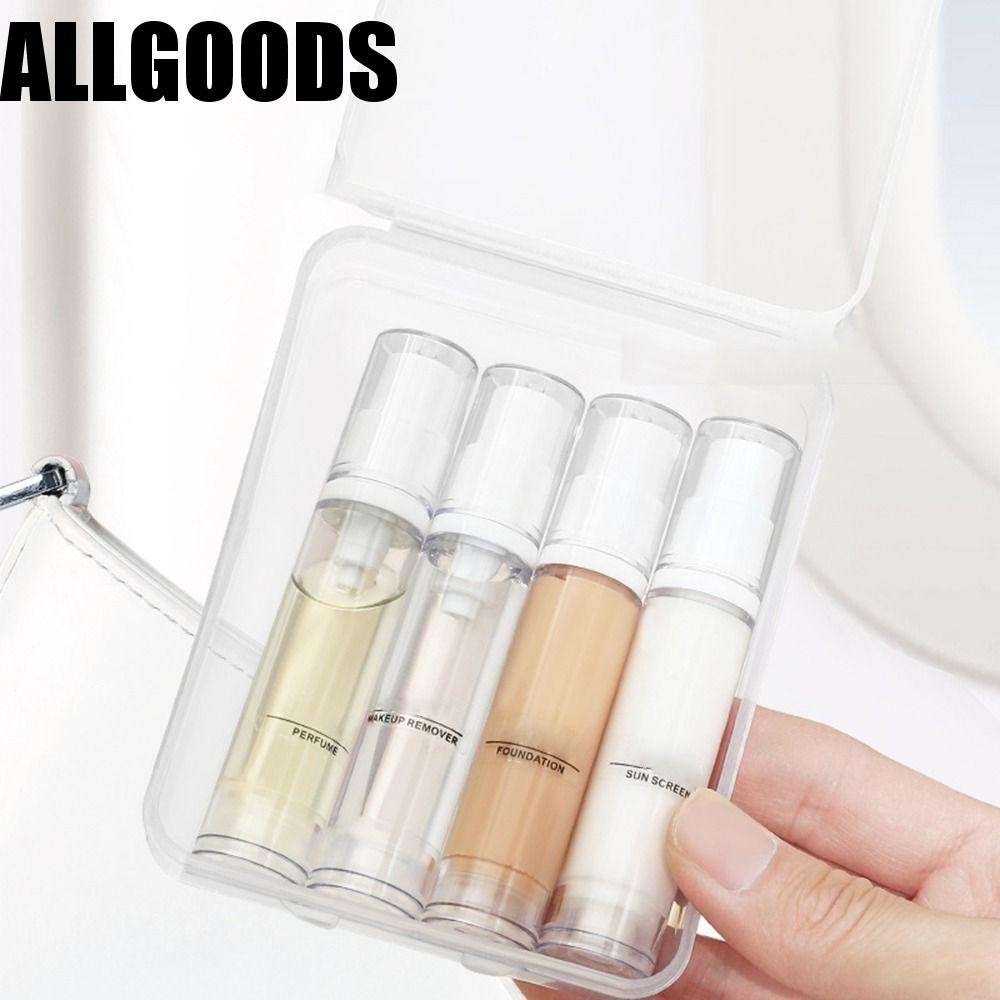 Allgoods 3/4 ชิ้นชุดขวดรีฟิล,รีฟิล 5 มล./10 มล./15 มล.ขวดปั๊มแบบกดสูญญากาศ,พลาสติกที่ว่างเปล่าใส Airless โลชั่นปั๊มขวดเดินทาง