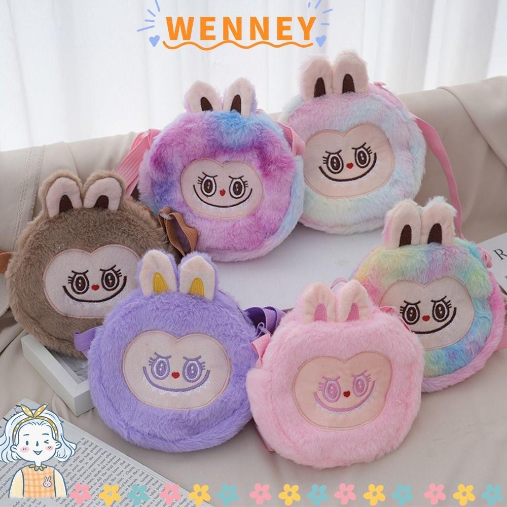 Wenney Labubu Plush Bag คนรักการ์ตูนความจุขนาดใหญ่กระเป๋าเป้สะพายหลังแฟชั่นที่มีสีสัน