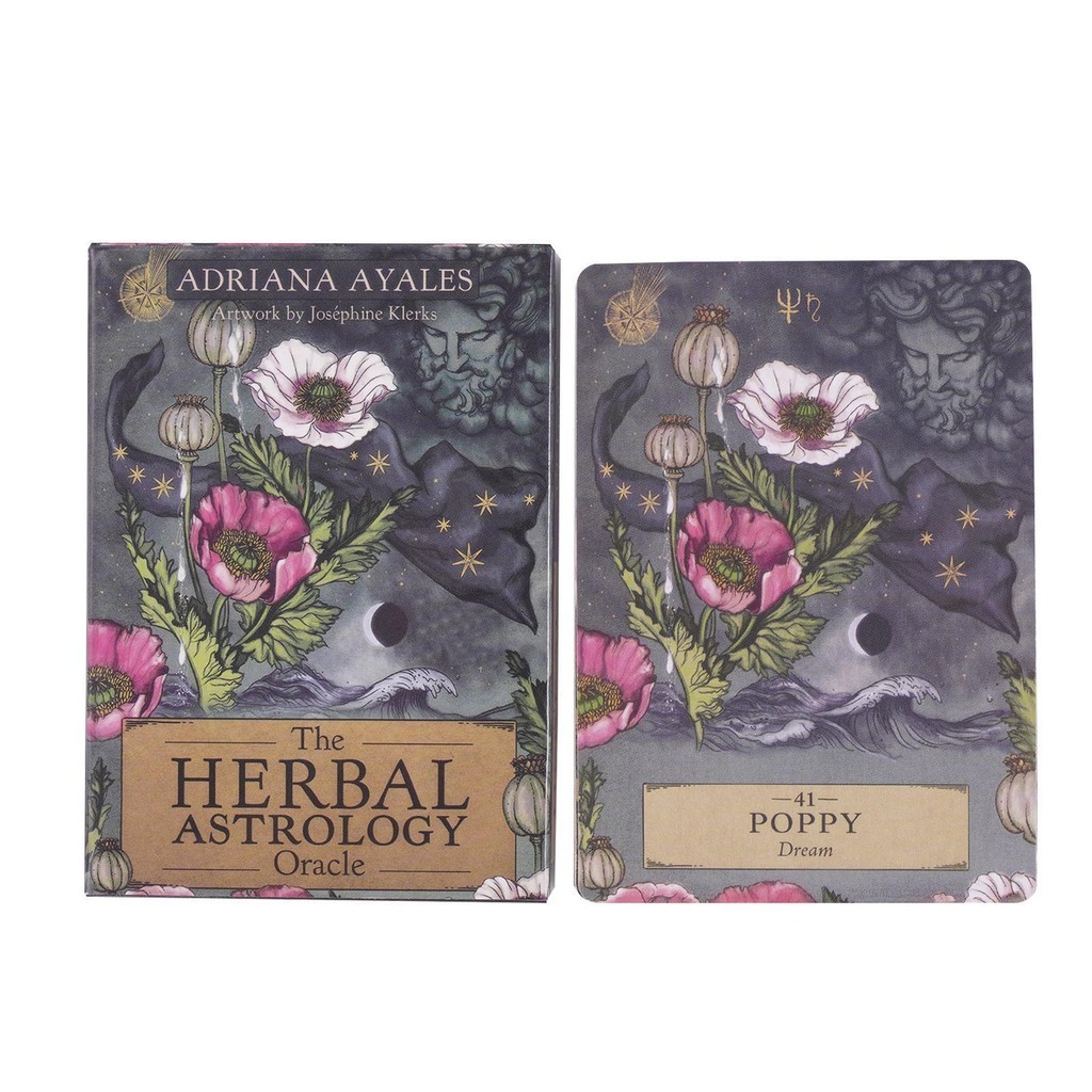 Herbal Astrology Pocket Tarot 55 ชิ้นกระดาษเคลือบเวอร์ชันภาษาอังกฤษ Oracle Deck ขนาดกระเป๋า verasath