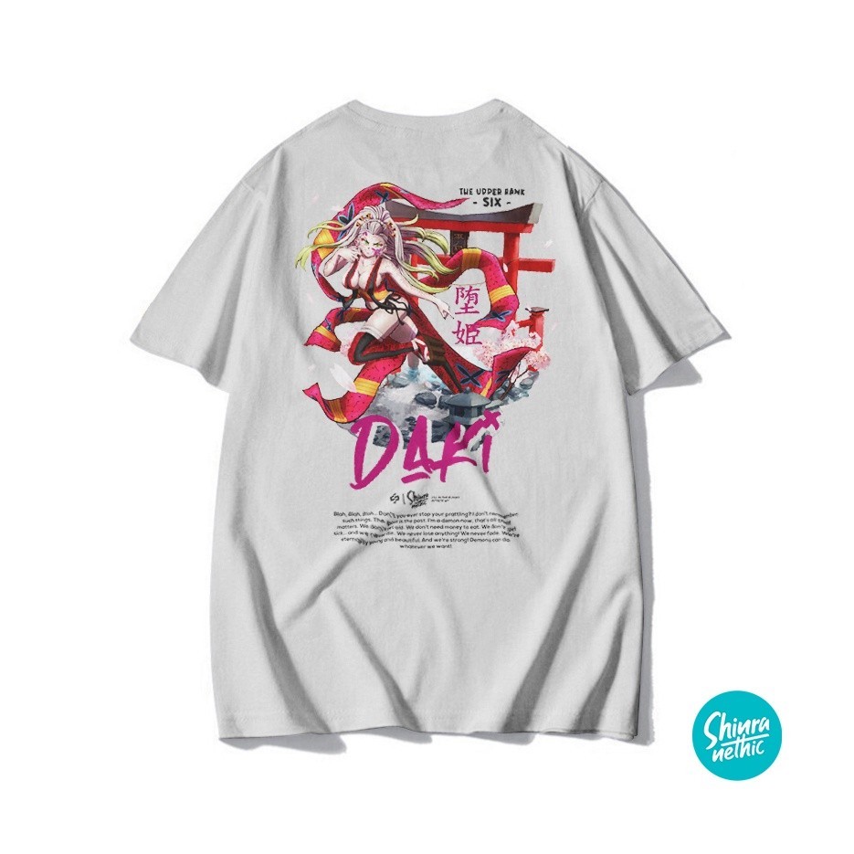 เสื้อยืดผู้ เสื้อยืด พิมพ์ลายอนิเมะ Shinranethic Daki The Upper Rank Six Manga Kimetsu no Yaiba สําห