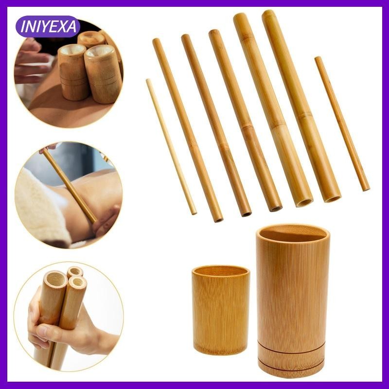 [Iniyexa] Bamboo Massage Sticks Roller Stick ลูกกลิ้งผ่อนคลายกล้ามเนื้อนวด Gua Sha เครื่องมือสําหรับเอว