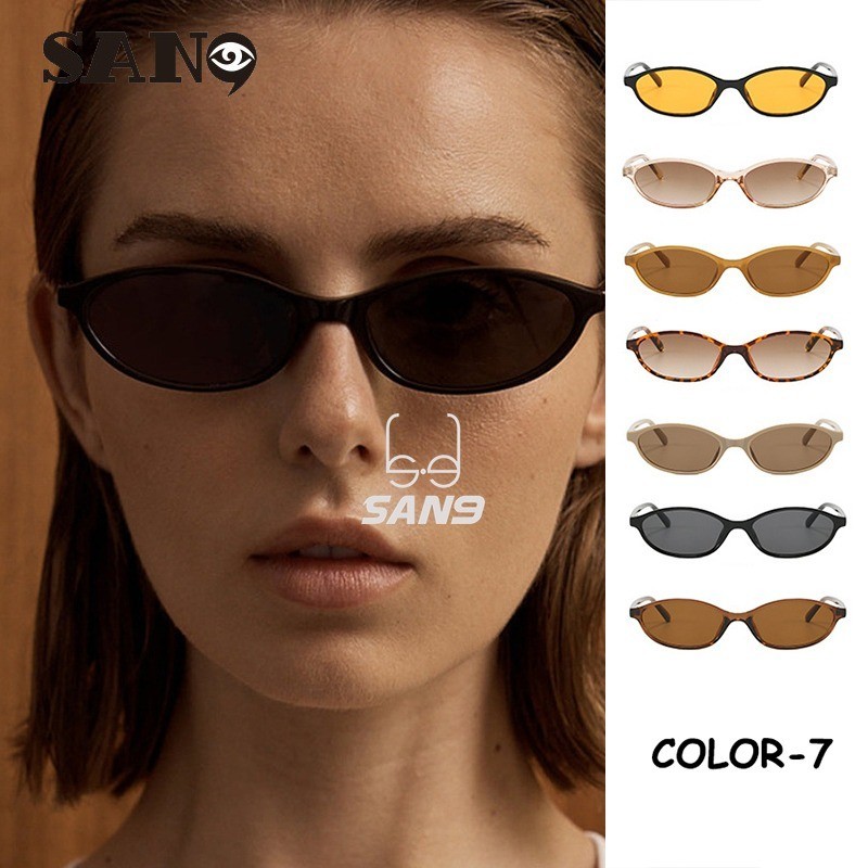 สินค้าพร้อมCOD (San9)2024 แว่นกันแดดแฟชั่นกรอบเล็กวงรีใหม่ UV400