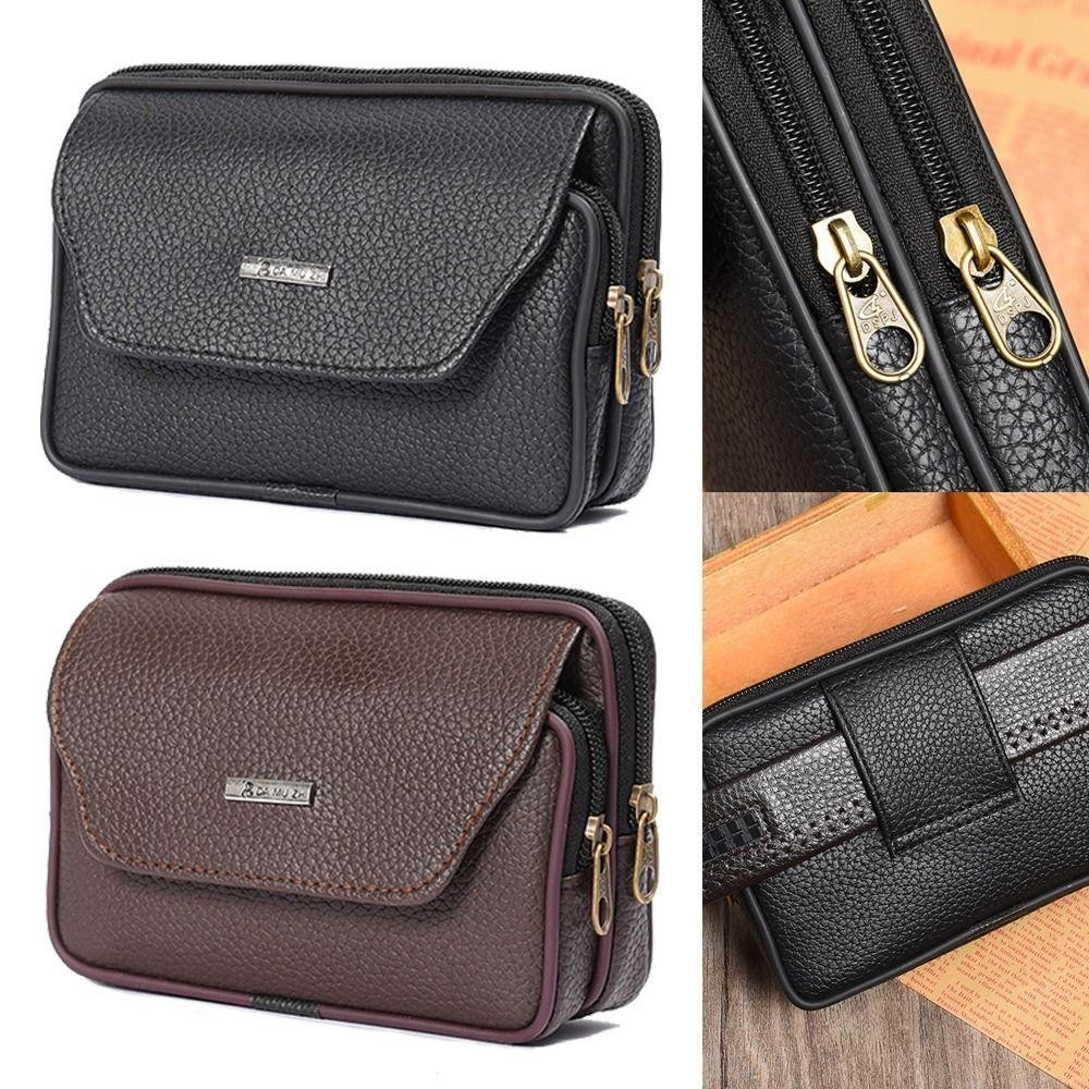Tonfashion กระเป๋าคาดเอวผู้ชาย, Sport PU Leather Bum Belt Pack, กระเป๋าใส่โทรศัพท์กันน้ําสําหรับเดินทางสบาย