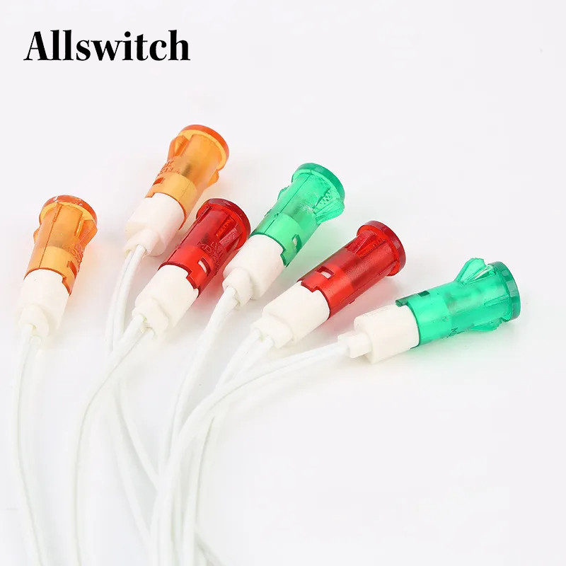 5 ชิ้น สัญญาณ MDX-11A MDX-14A โคมไฟแผงติดตั้งตัวบ่งชี้ไฟสีแดง/เขียว/เหลือง 380V/220V/12V/24V DC XD 10 มม. ไฟนําทาง
