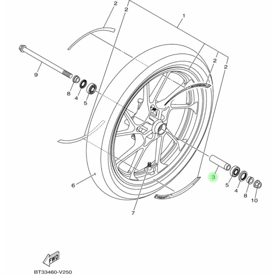 คอบุชดรัมล้อหน้า (ด้านในกลาง) Yamaha Vixion R 21C-F5117-10 FSX HP Original YGP TRB