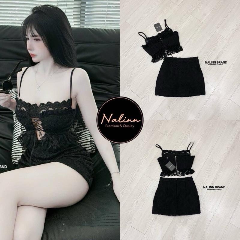 C.on (พร้อมส่ง) ชุดเซทสีดำ ชุดไปปาร์ตี้สีดำ งานป้าย Nalinn61 Cafe.