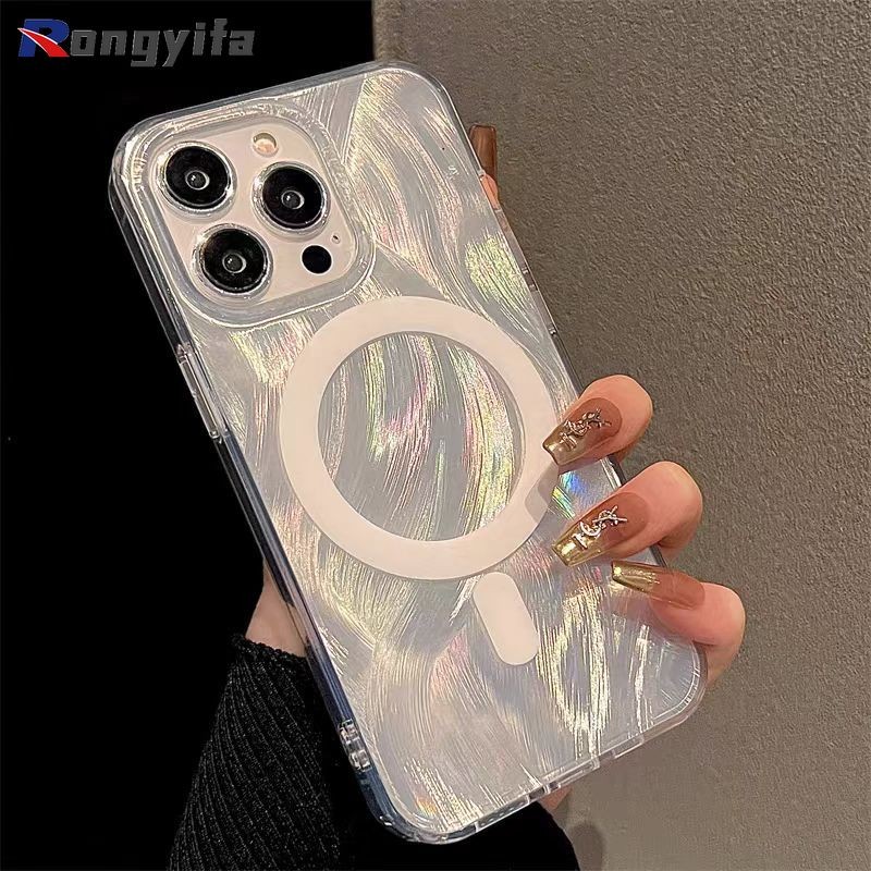แม่เหล็กชาร์จไร้สายเคสโทรศัพท์สําหรับrealme 14X 13 12 11 Pro Plus 12X 11X 10 9i 8i 8 Pro 7i Global 6 6s 6i Pro 5G 4Gปลอกหรูหราขนนกเส้นด้ายนุ่มปกหลัง