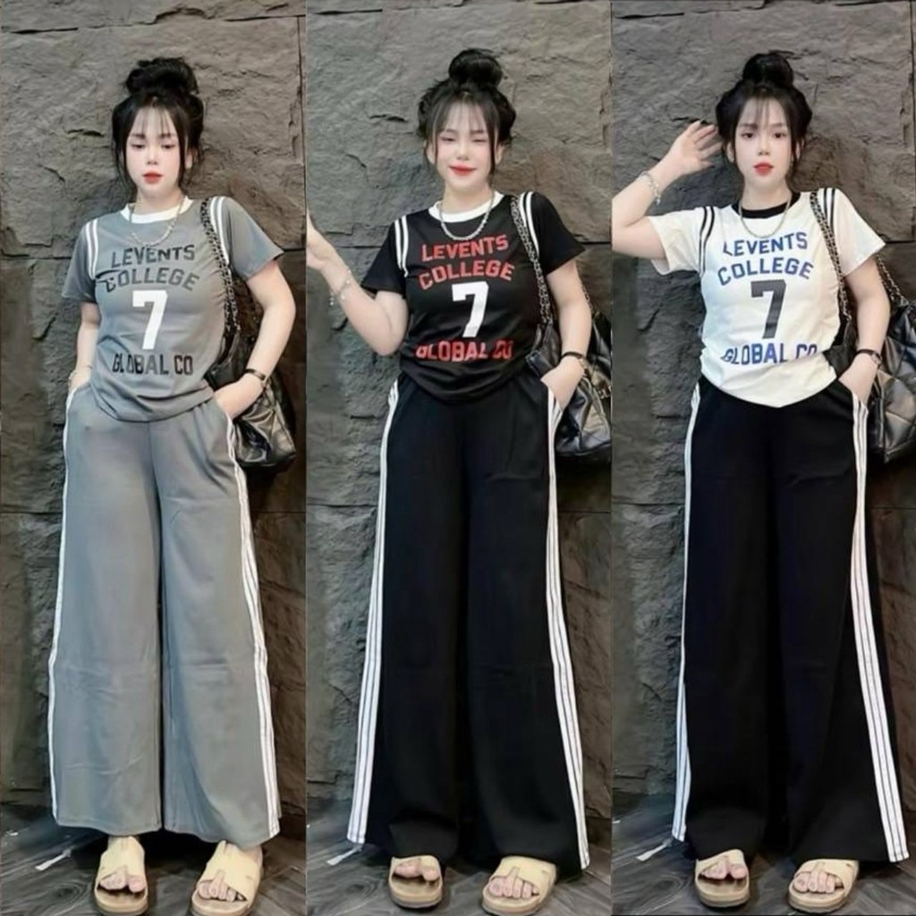 ชุดเซ็ต 2 ชิ้น S283 เสื้อ+กางเกง งานสกรีนลาย กางเกงทรงกระบอก มีกระเป๋าข้าง เอวยางยืด ผ้าหนังไก่ พร้อมส่ง