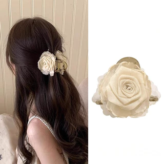2025 Rose Double-Sided Flower Clip กิ๊บติดผมหญิง Shark Clip