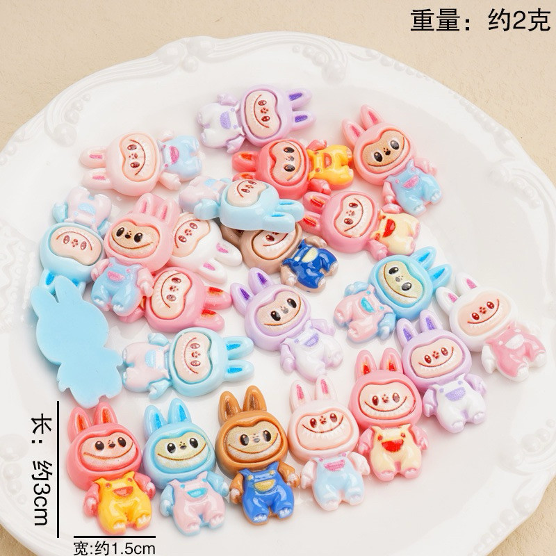 GANTUNGAN Resin Clay Character Labubu Without Hole / พวงกุญแจ Labubu GID Mix Series DIY Craft Materi