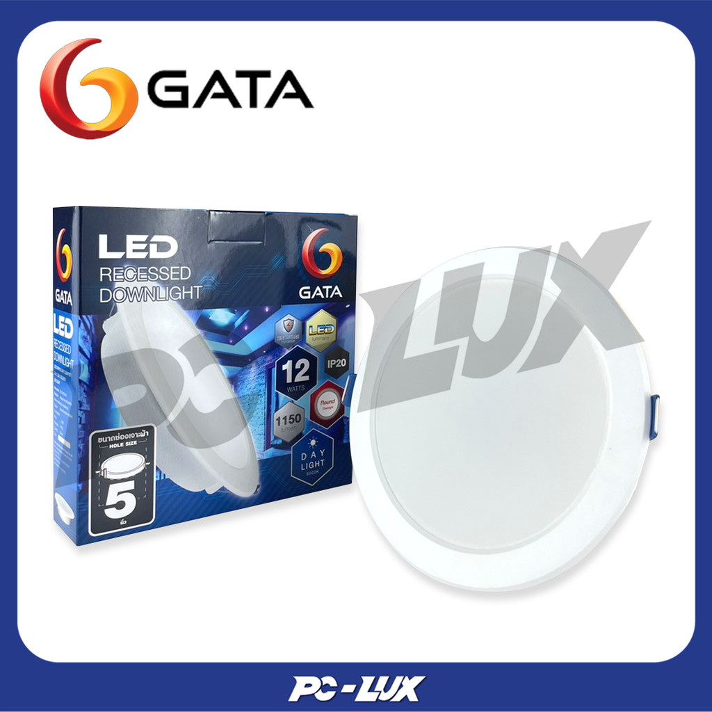 GATA โคมดาวน์ไลท์แบบฝังฝ้าแบบกลม LED Recessed Downlight 12 วัตต์ ขนาด 5 นิ้ว รุ่น SLIM PST I สี Day Light
